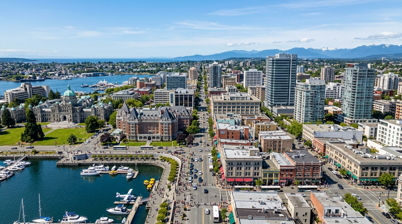 Victoria BC skyline and parliament buildings