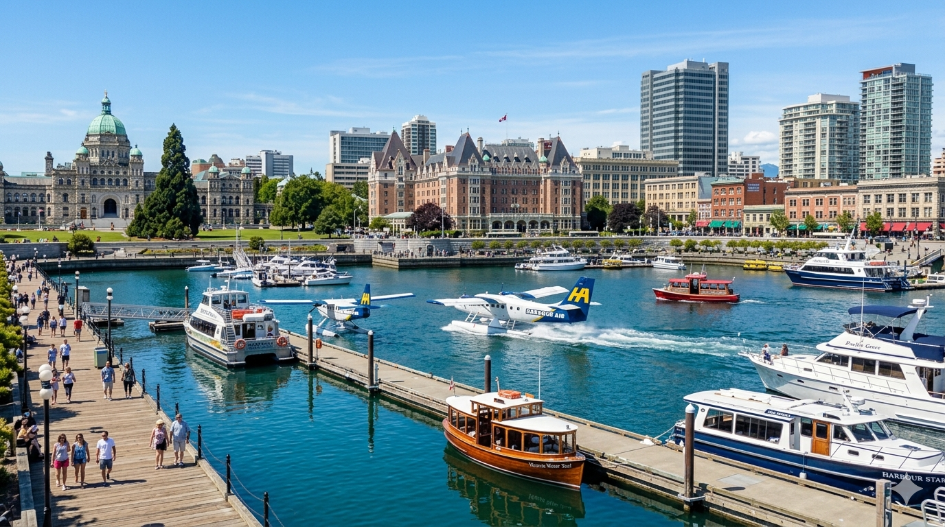 Victoria BC skyline and parliament buildings